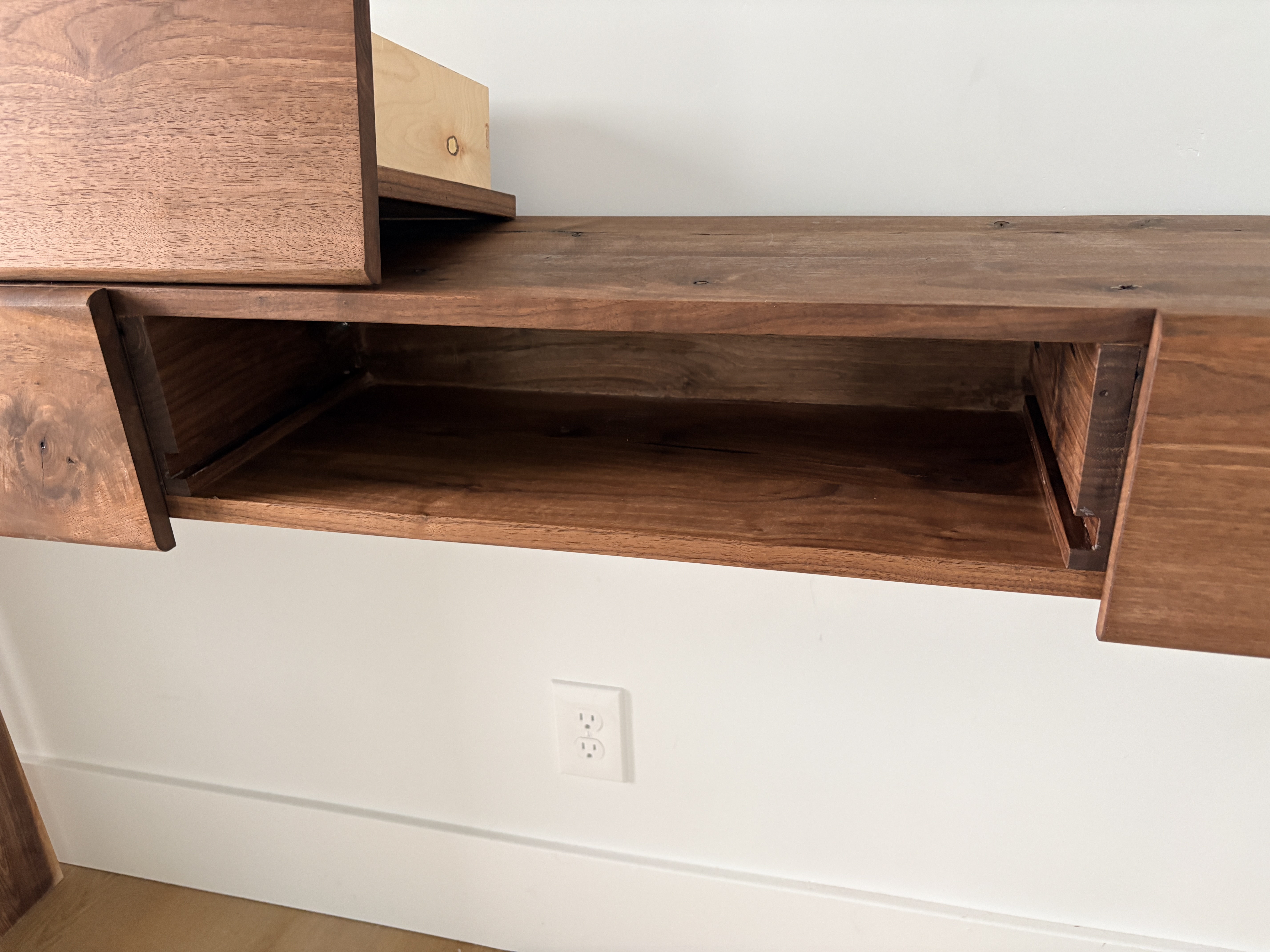 Three face-matched drawers